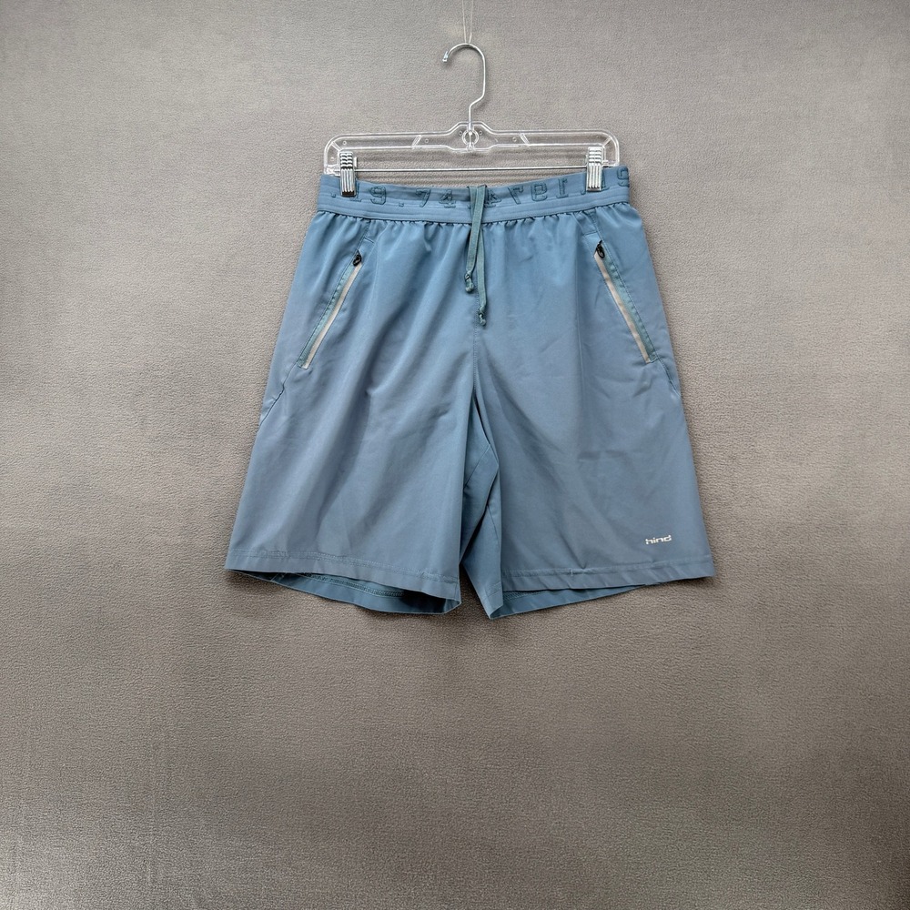 Hind Athletic Shorts Mens M H-Motion Blue Zipper Pockets Reflective 7 Inseam